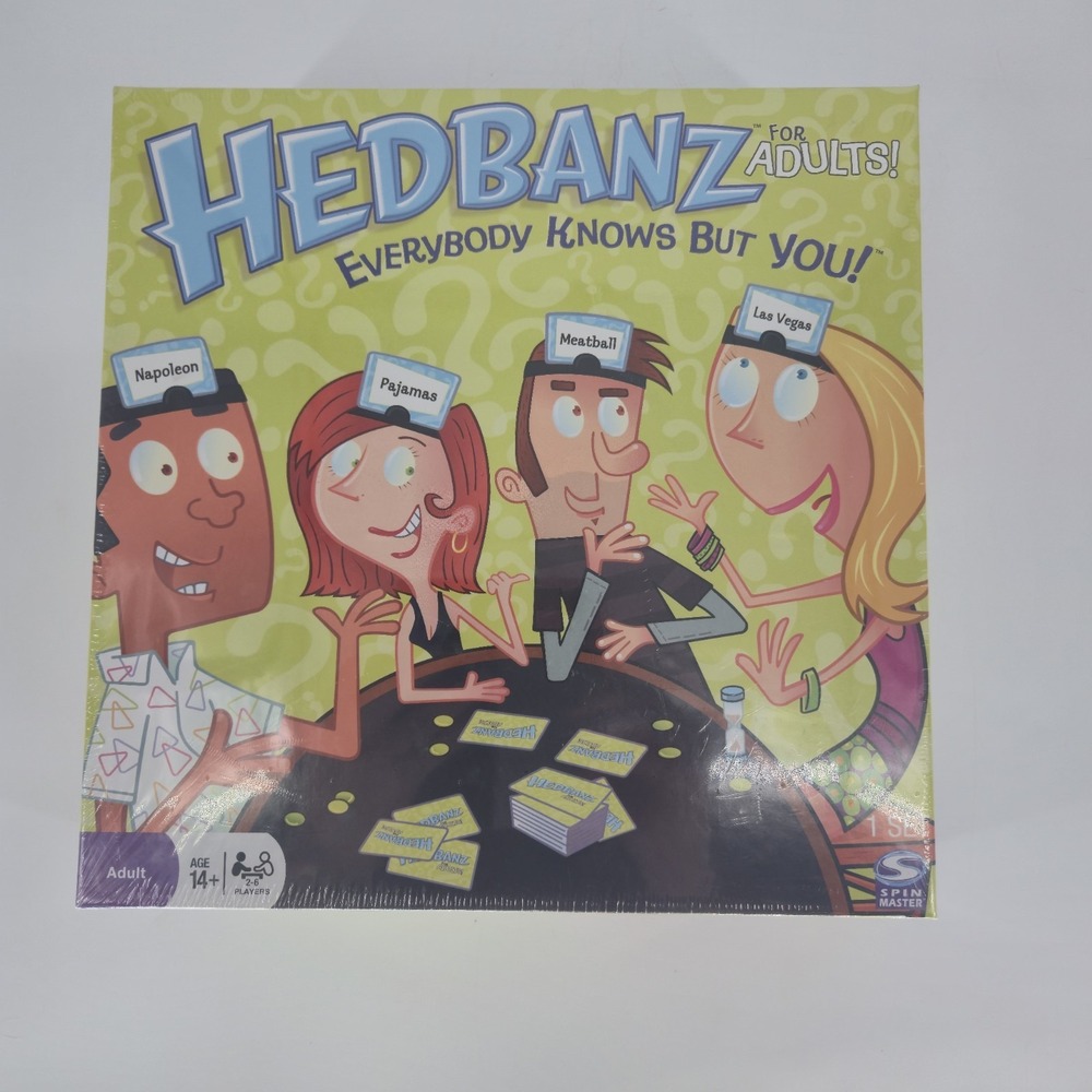 Spin Master Hedbanz For Adults Game New Sealed 2 To 6 Players Bands Clues Chips